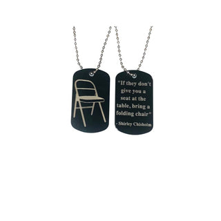 Black Dog Tag with chair of freedom